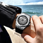 Premium Aura Geometric Metallic Men's Watch | Luxury Leather Strap, Alloy Case & Elegant Design