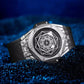 Premium Aura Geometric Metallic Men's Watch | Luxury Leather Strap, Alloy Case & Elegant Design